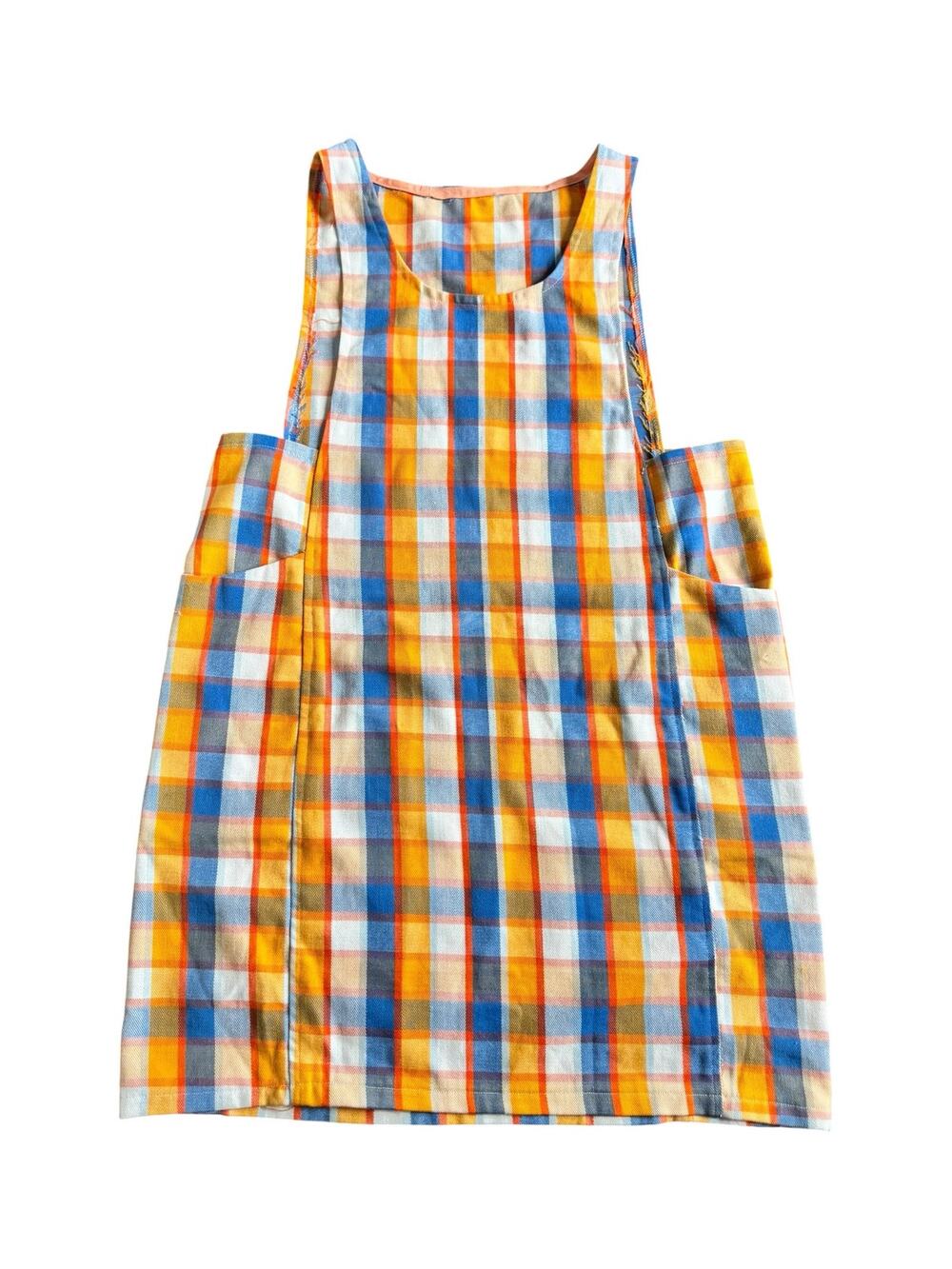 Vintage Handmade Plaid Jumper Dress Cottagecore Pinafore Size Small